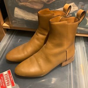 Chloe mid ankle boots flat booties leather camel 7